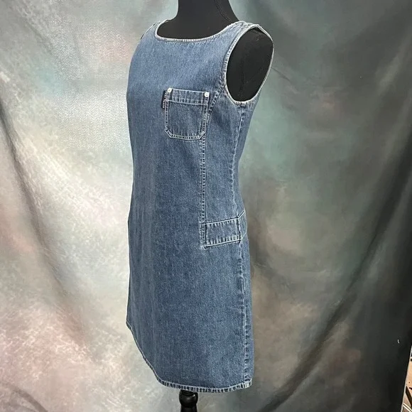 DKNY Jeans Vintage Denim Shift Dress Medium Wash Sleeveless Blue Womens Small - Picture 2 of 7